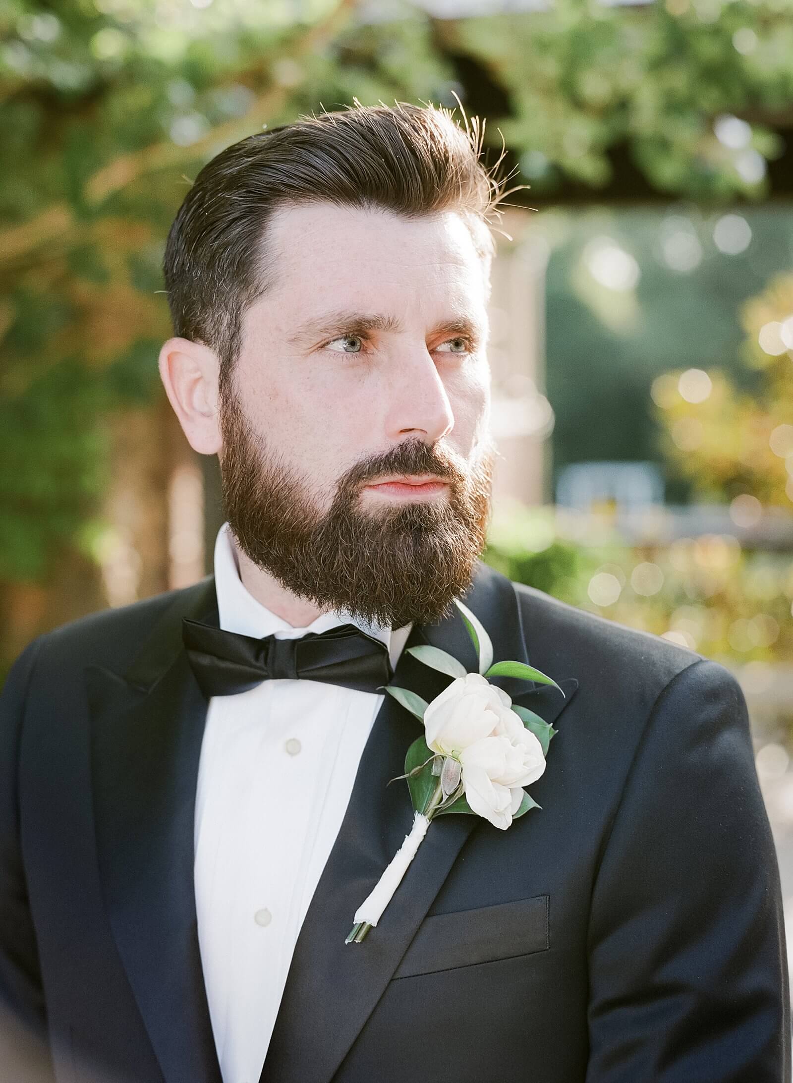 Portrait of groom during the wedding at Dover Hall Estate