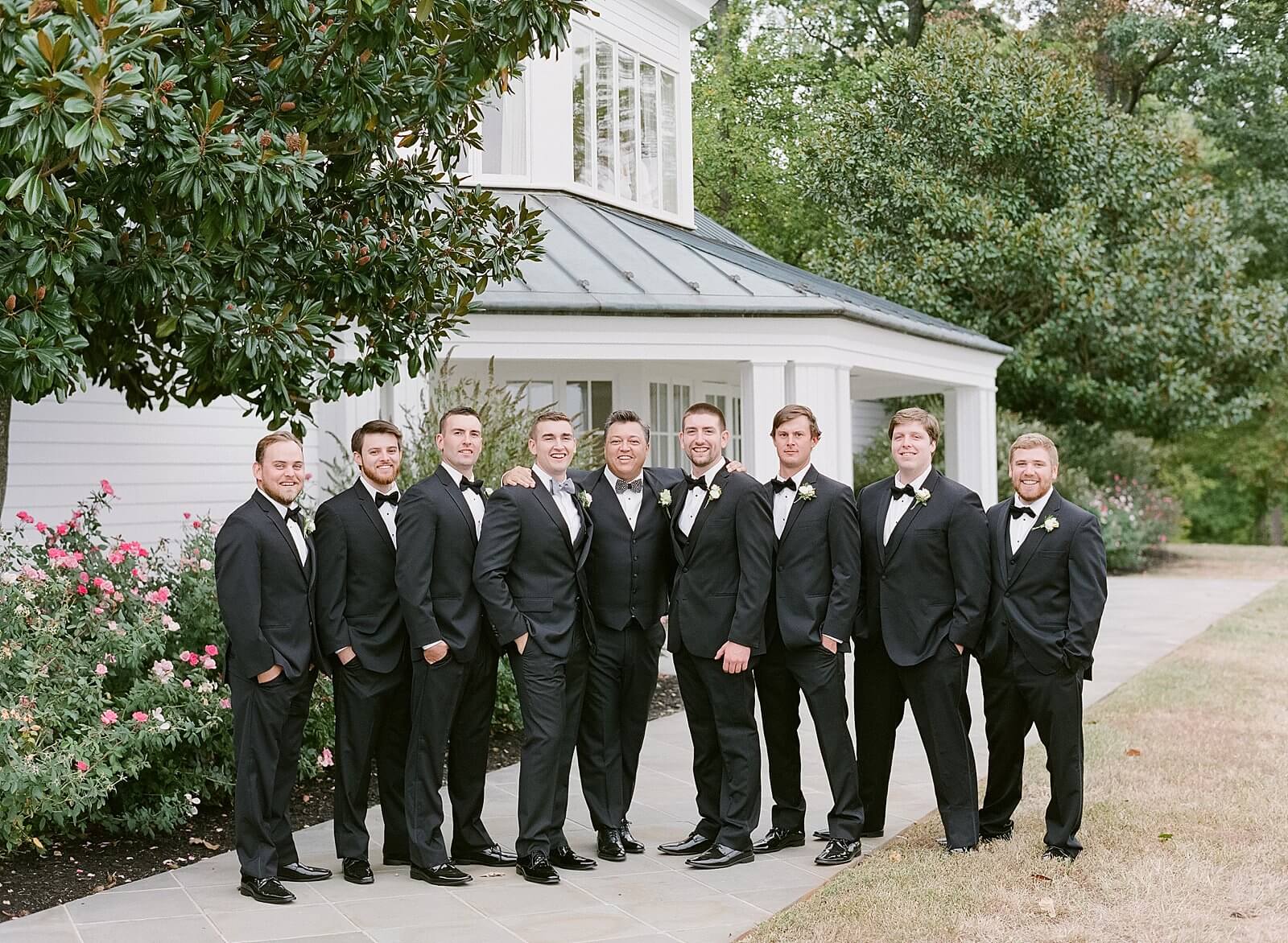 Groom with his groomsmen prior to his wedding at Trump Winery
