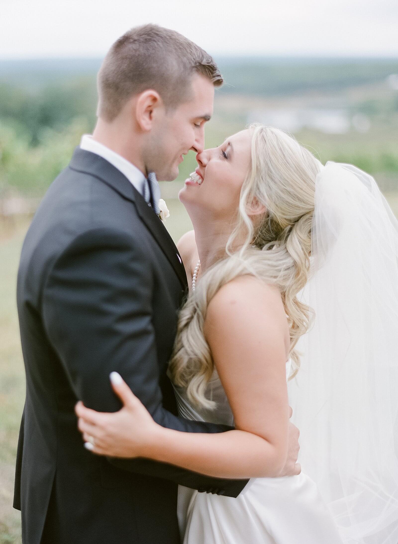 Bride and groom portraits after their ceremony at Trump Winery