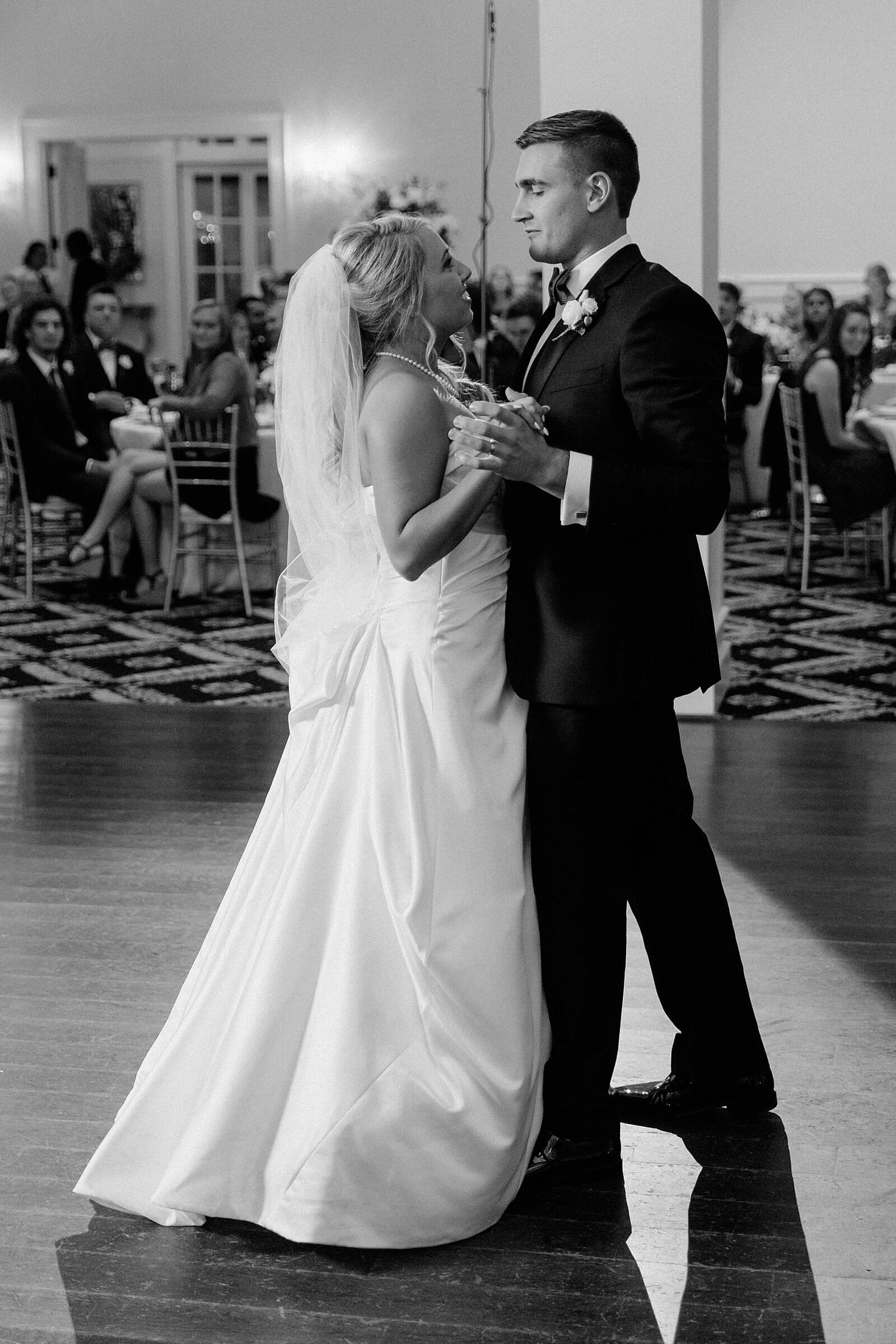 Bride and groom's first dance at a wedding at Trump Winery Grand Hall