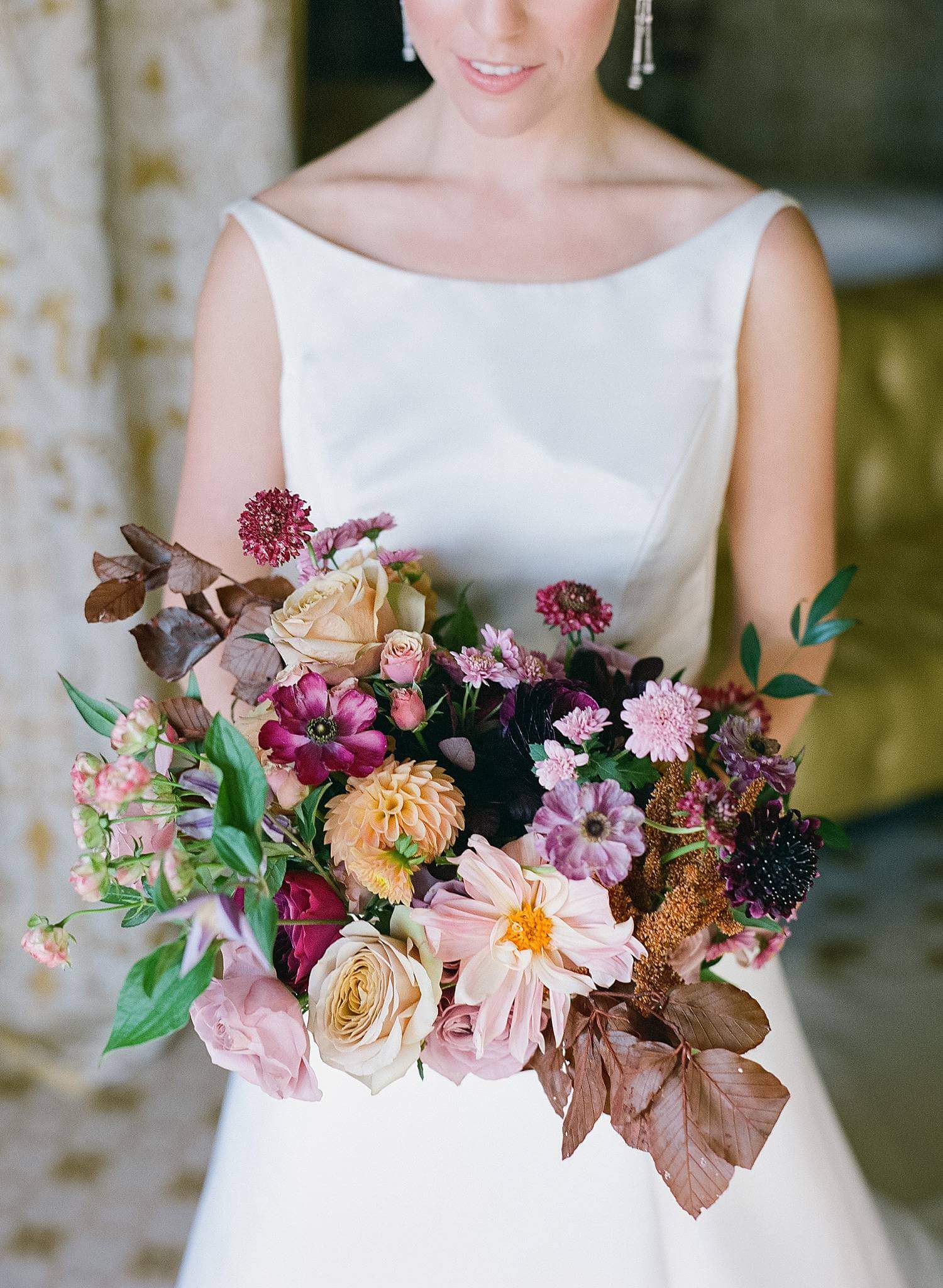 Close up of bridal bouquet.