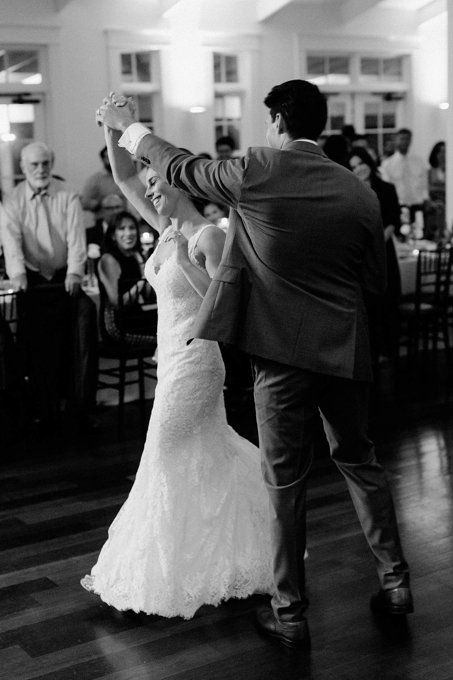 Bride & groom's first dance during their wedding reception at Upper Shirley Vineyards
