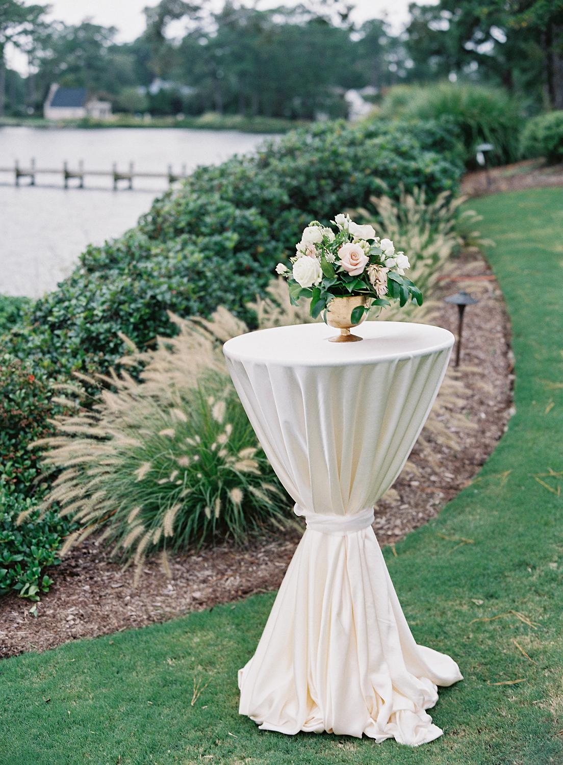 Cocktail table for intimate home wedding