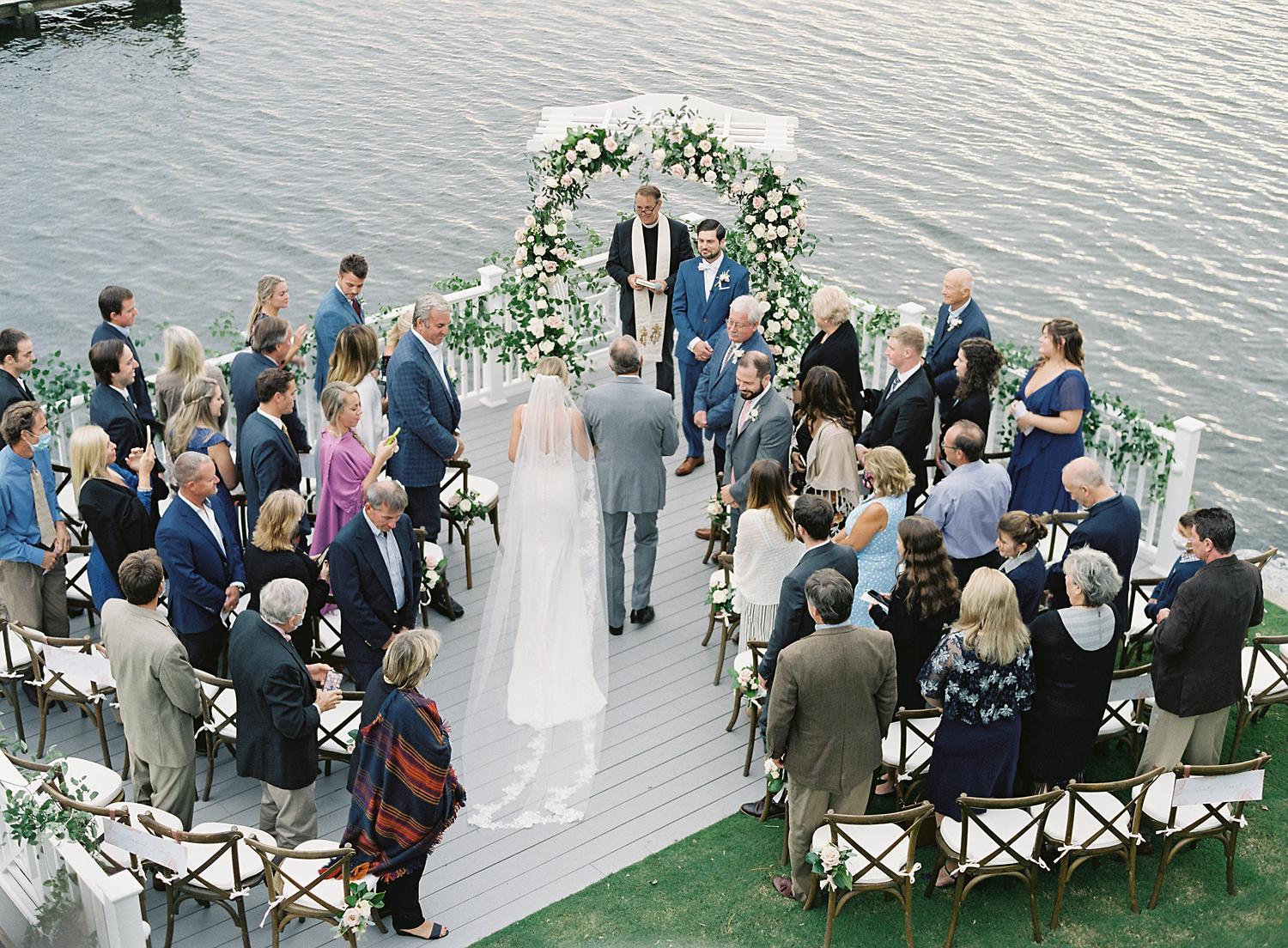 View from above of an intimate home wedding