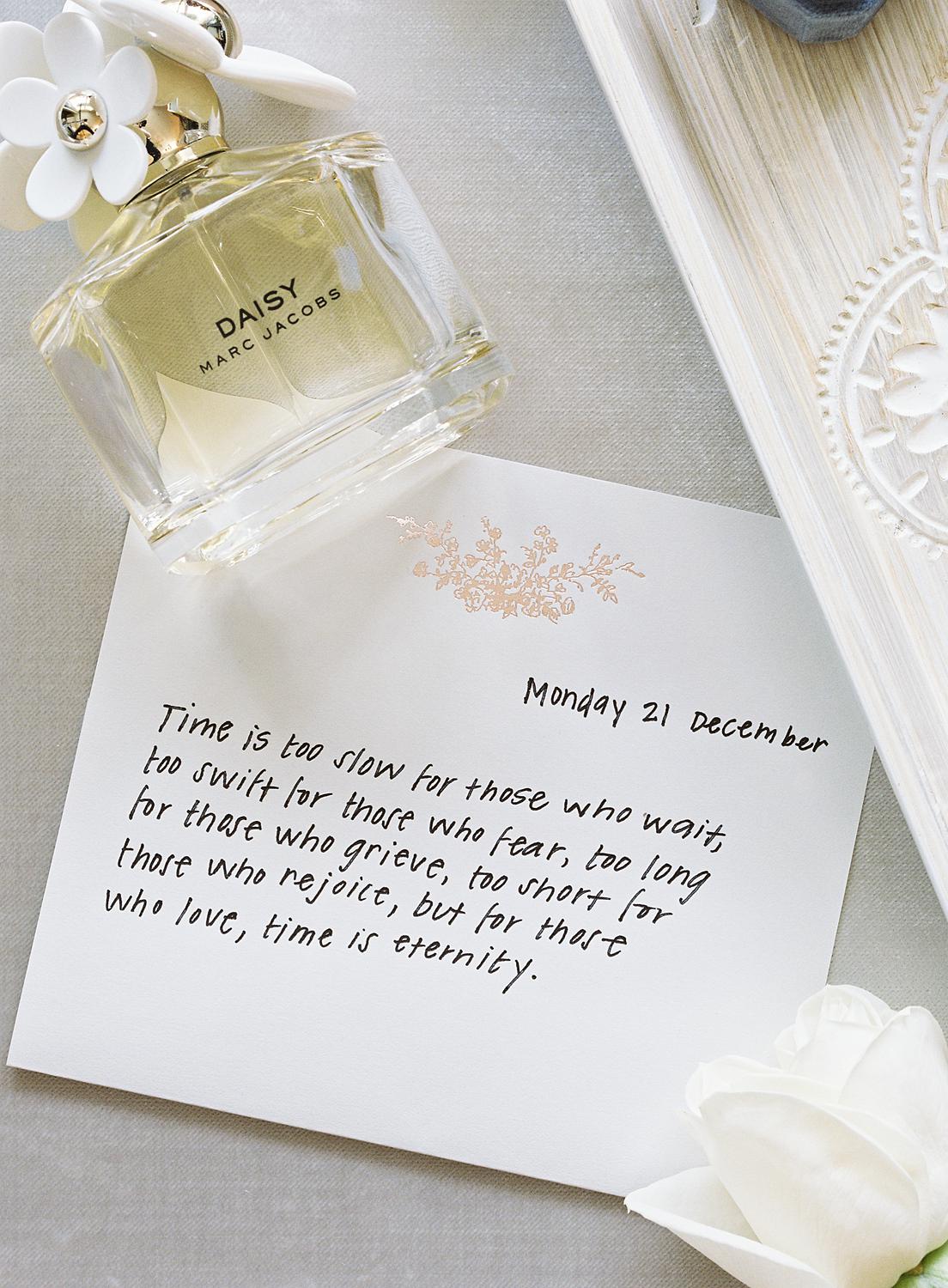 Hand written letter for the groom on the wedding day