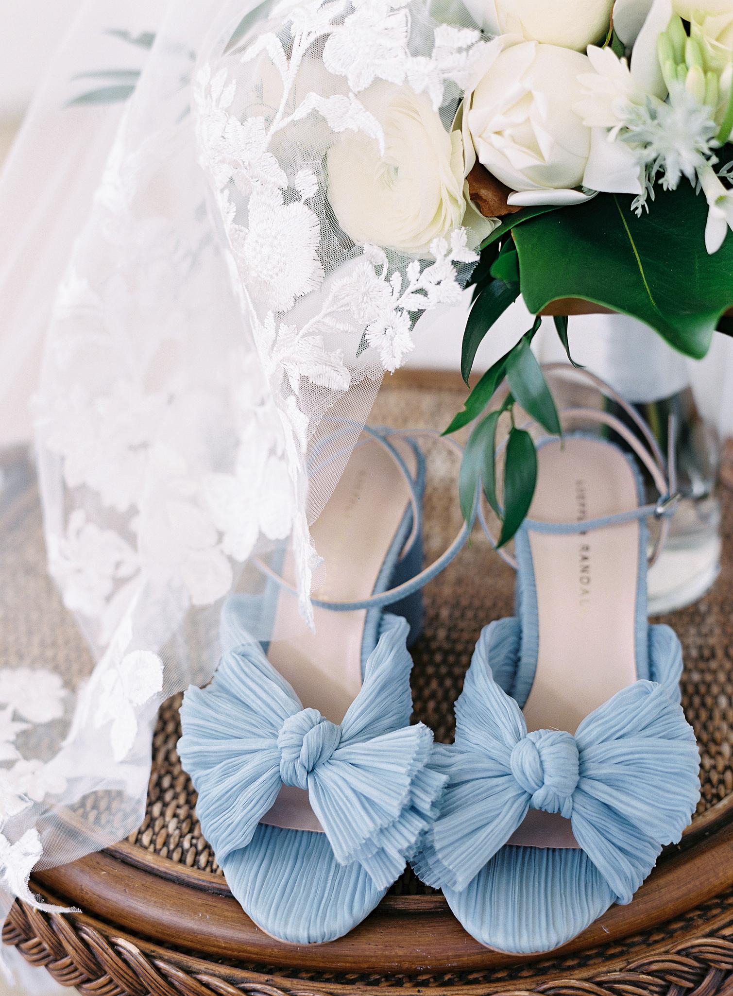 Close up shot of the bride's shoes for her wedding at The Omni Homestead Resort wedding.