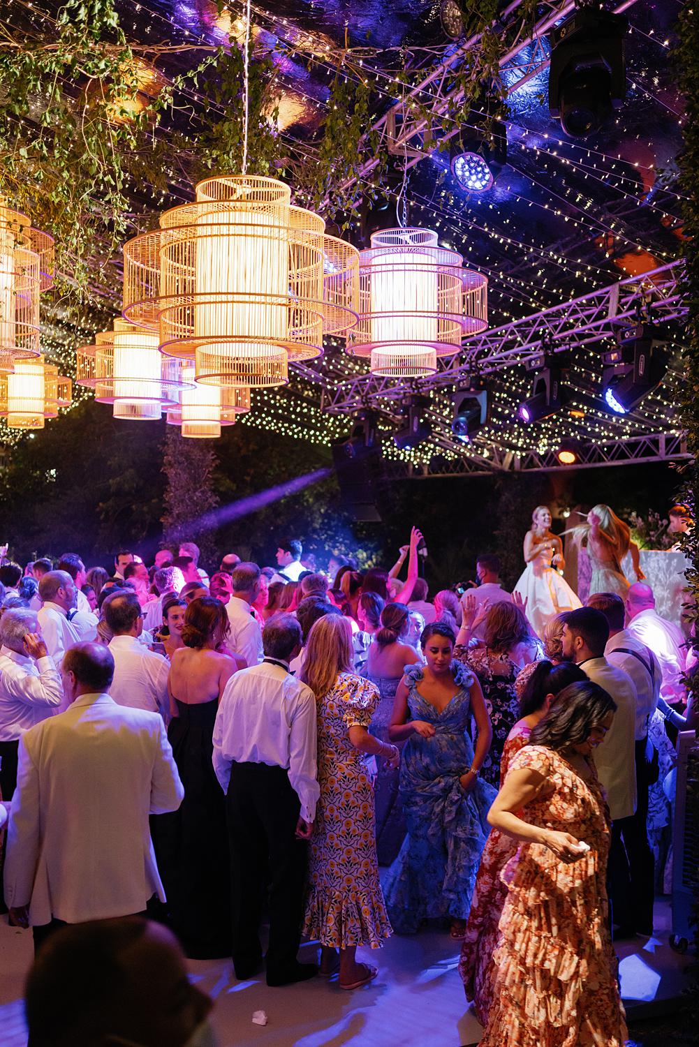 Guests dancing during the reception of their Altos de Chavón wedding.