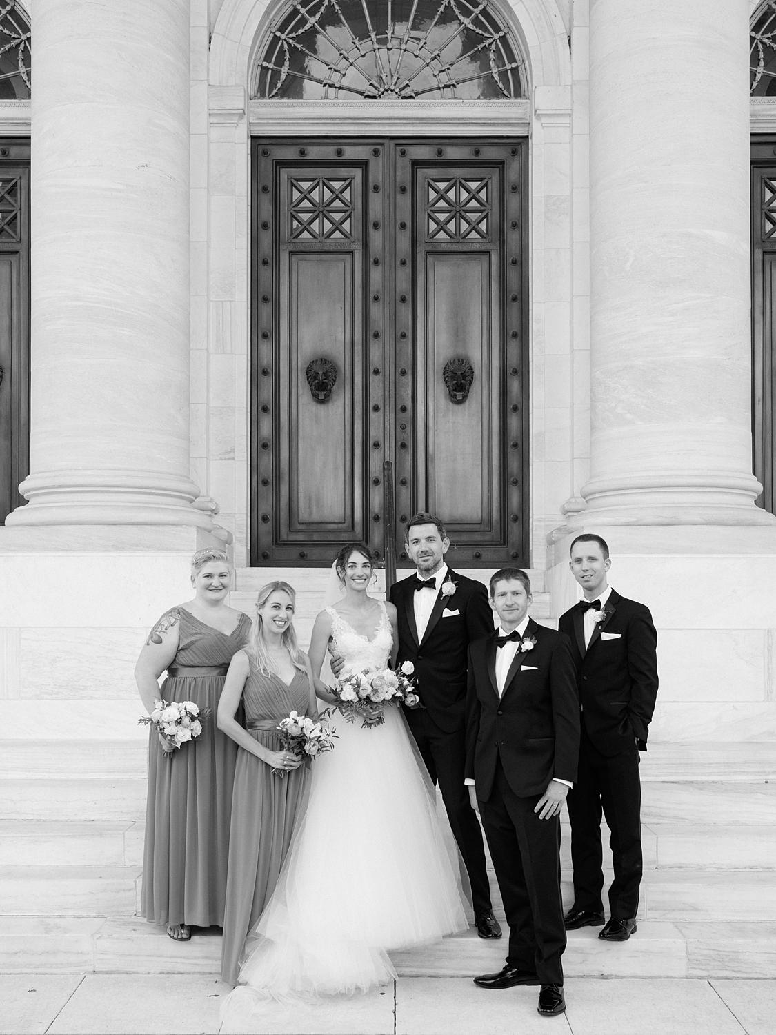 Bridal party together after their DAR Constitution Hall ceremony.