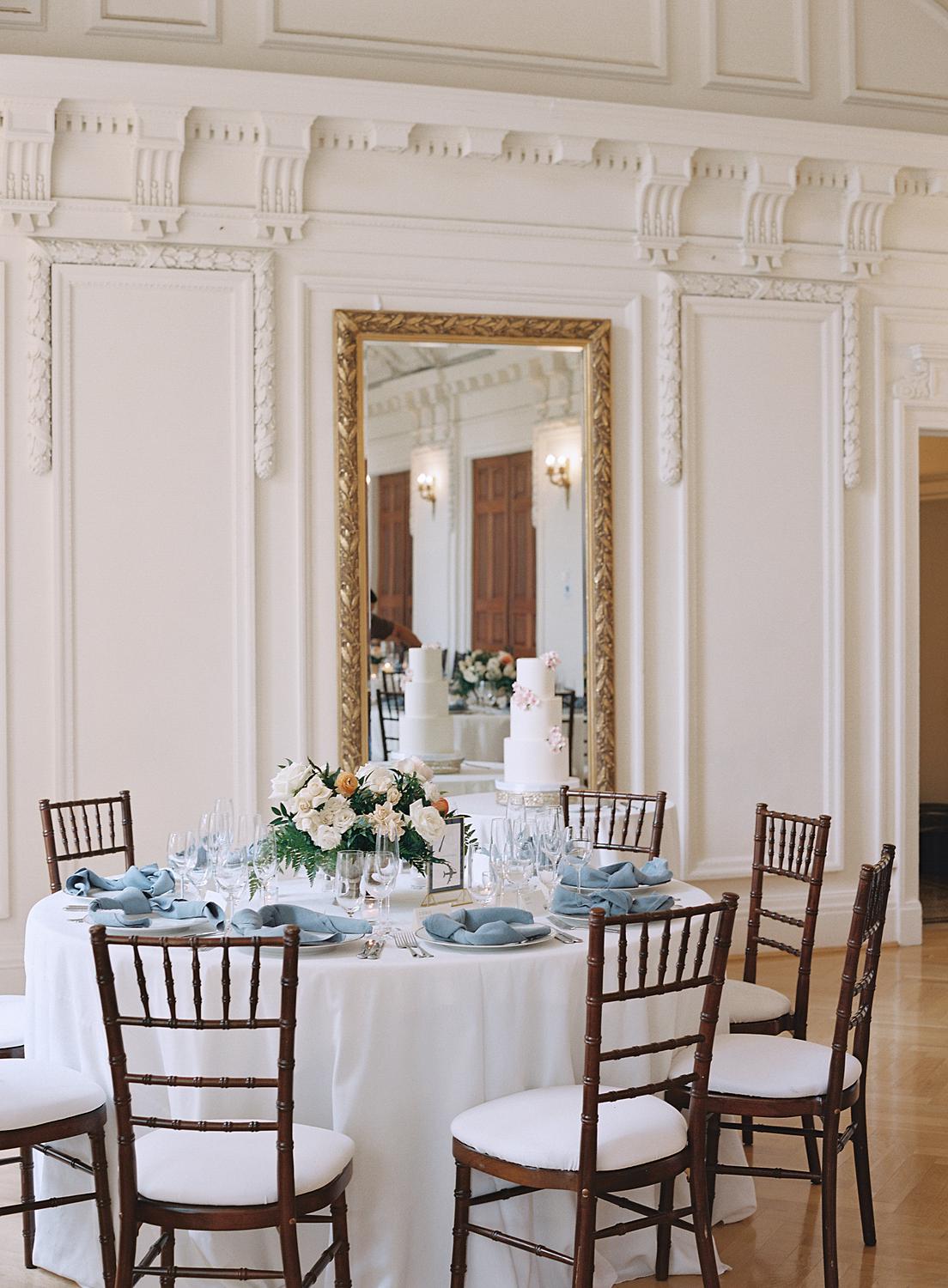 Reception table for DAR Constitution Hall wedding.