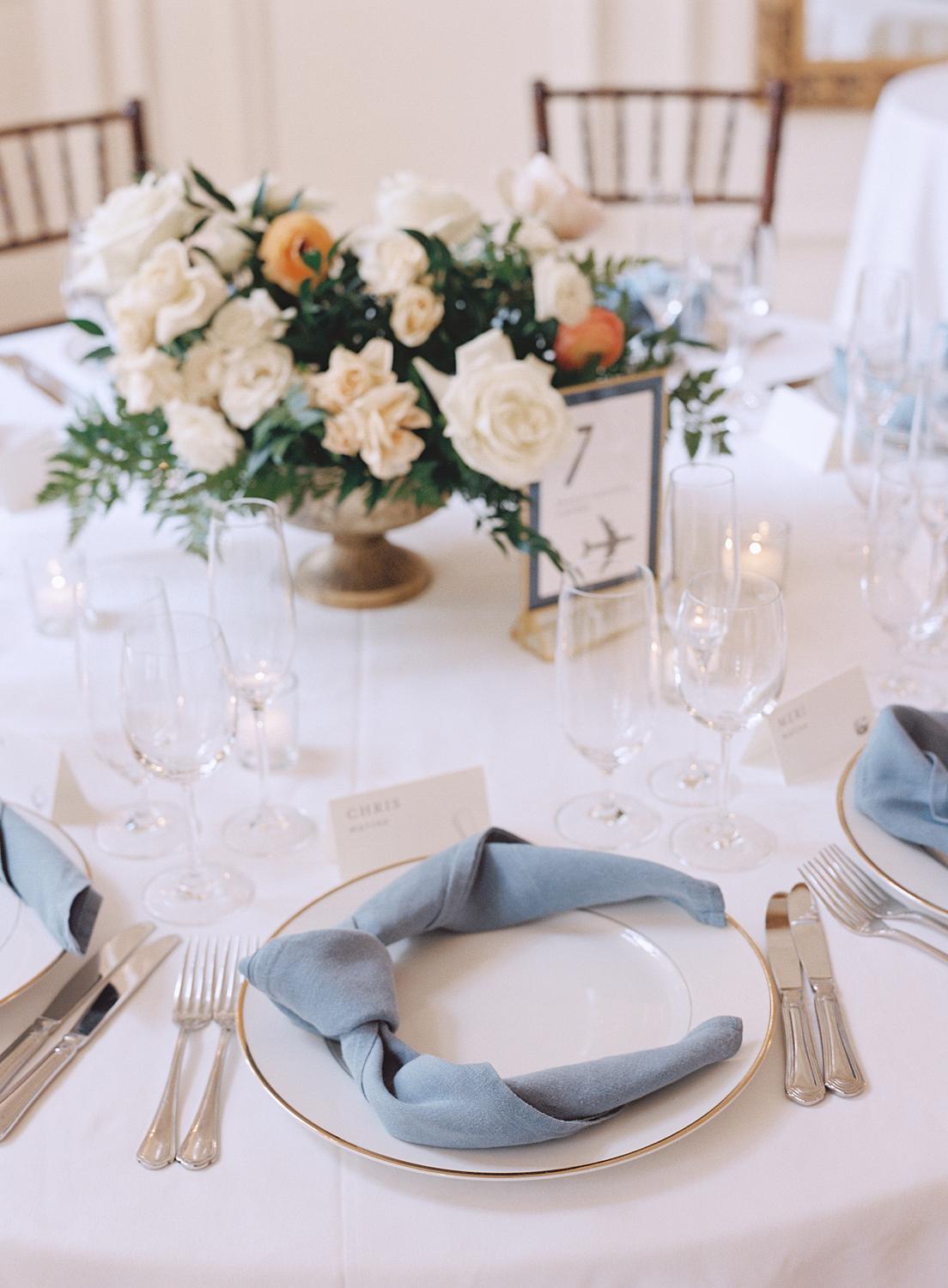 Reception table details for DAR Constitution Hall wedding.