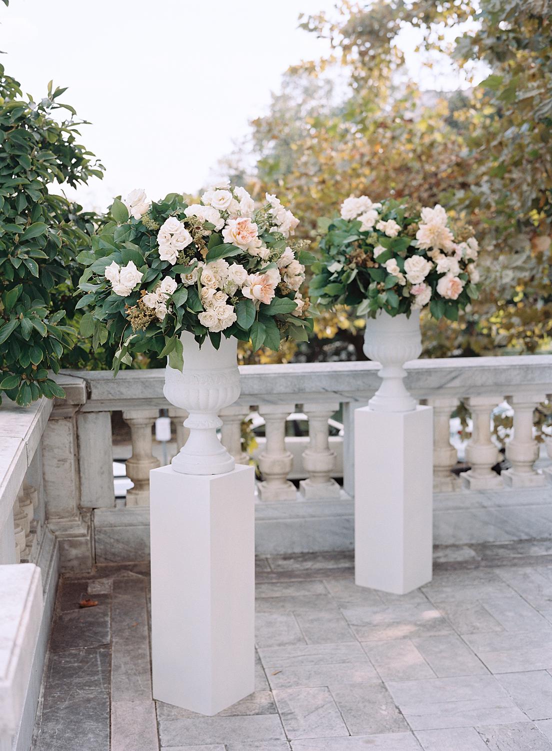 The floral alter for a DAR Constitution Hall wedding.