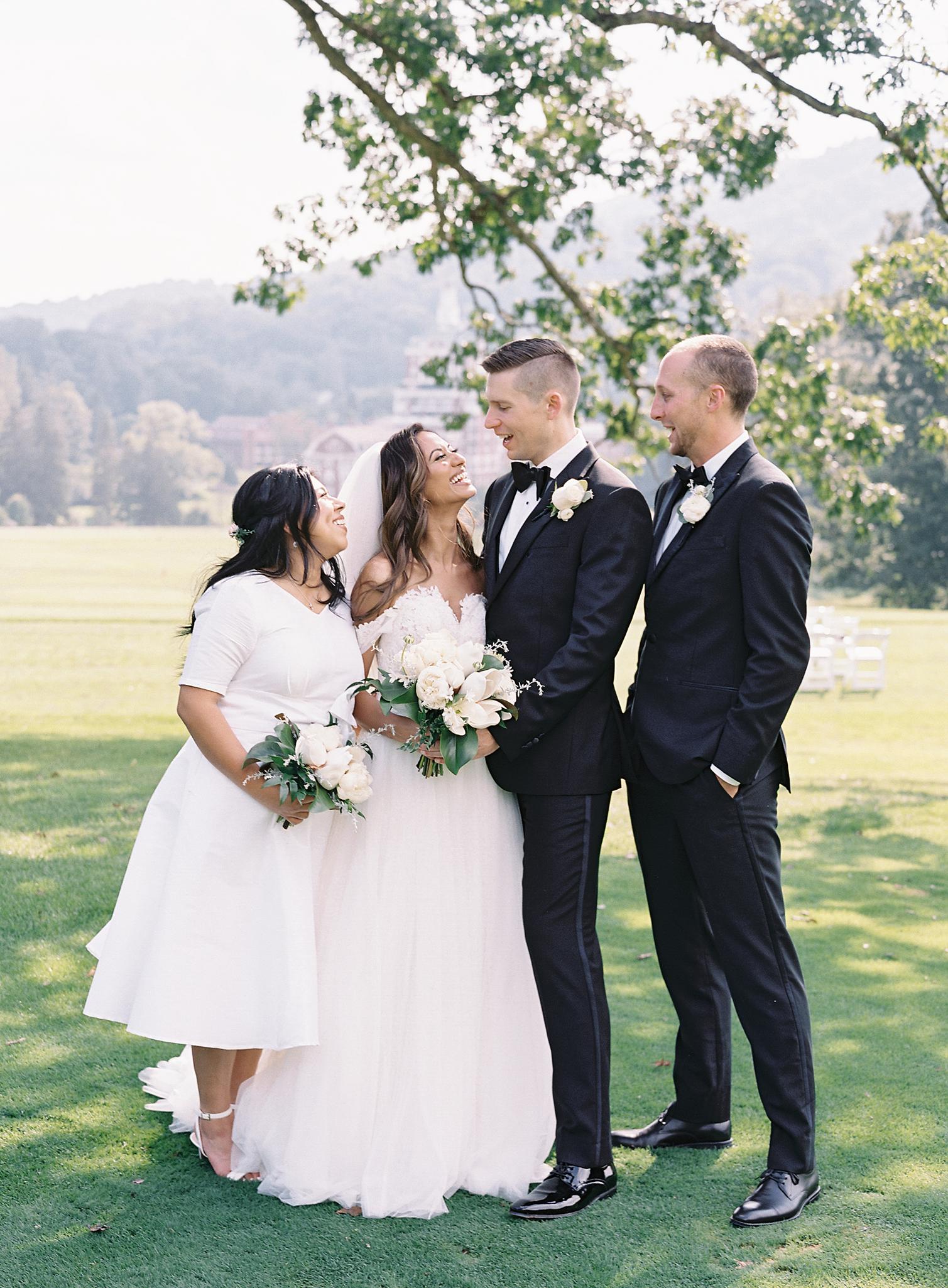 Bridal party photos after their ceremony at The Omni Homestead Resort.