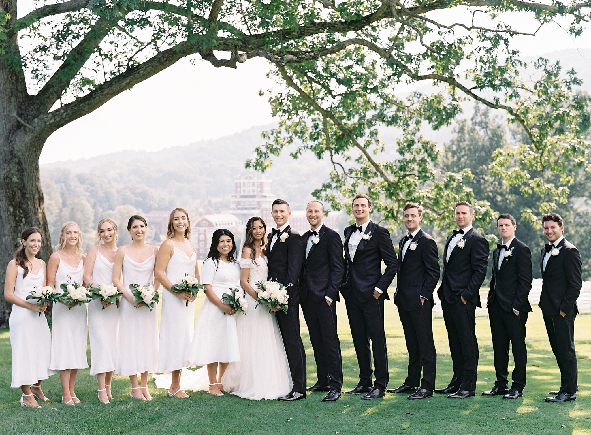 Bridal party photos after their ceremony at The Omni Homestead Resort.