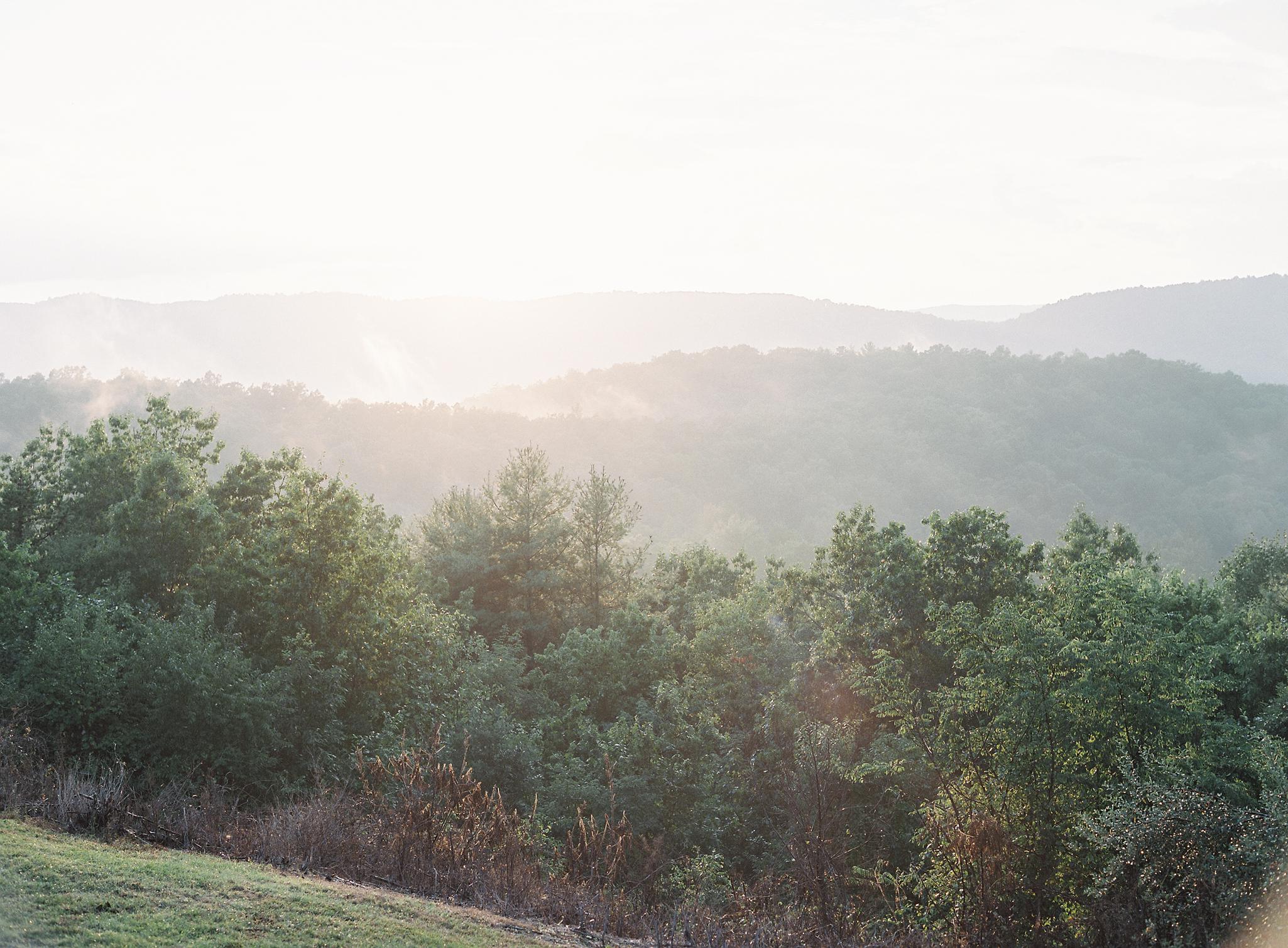 A landscape photo of the blue ridge mountains during a wedding at The Omni Homestead Resort.