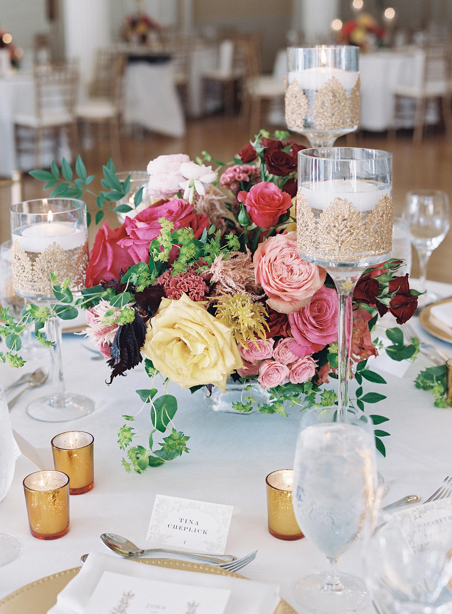 Receptions details for an Omni Homestead Resort wedding in the Crystal room.