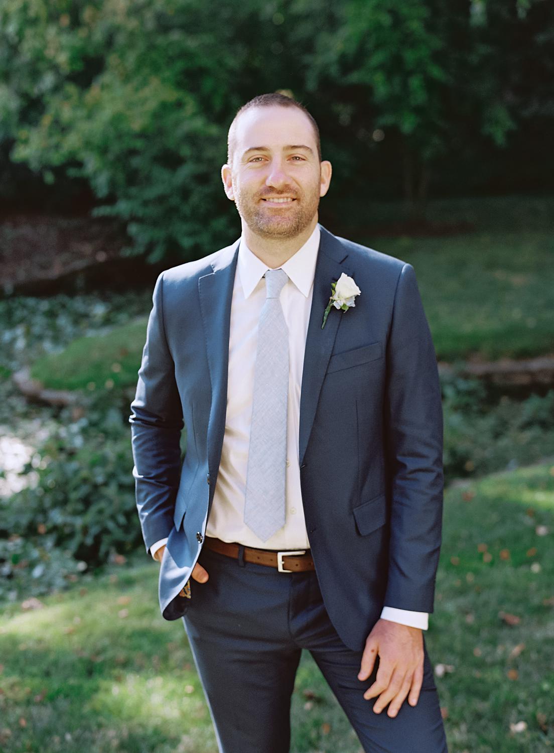 Portrait of Groom just before his wedding.