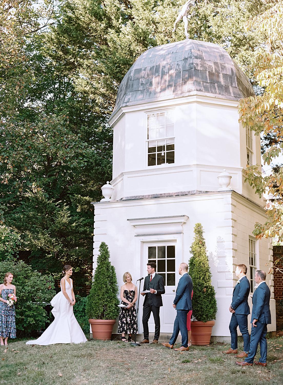 Bride and groom marry each other at their William Paca House wedding.