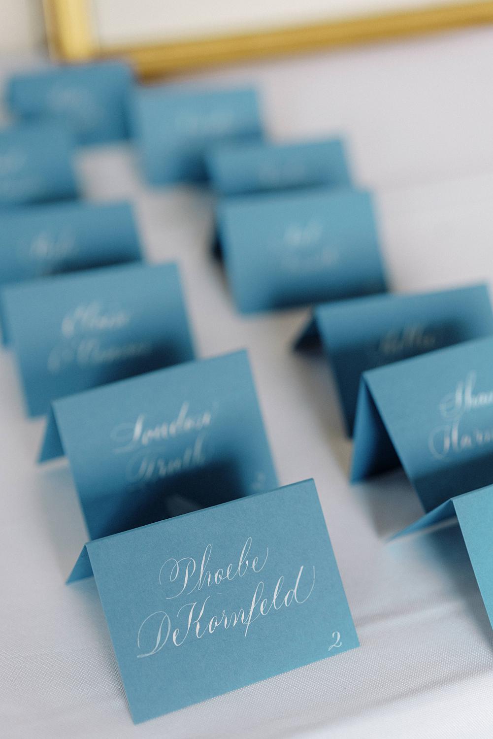 Place cards for wedding reception.