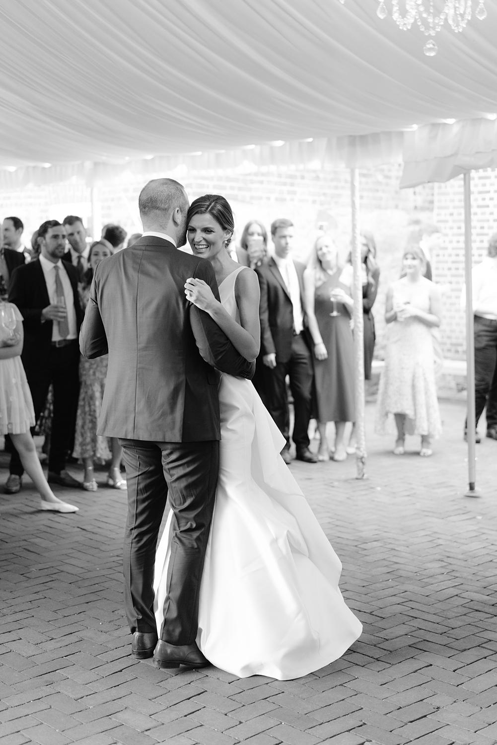 Bride and groom having their first dance at The William Paca House.