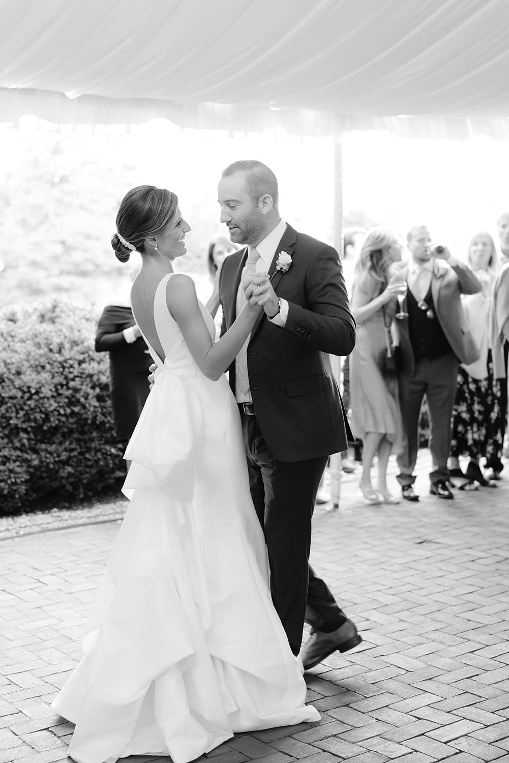 Bride and groom having their first dance at The William Paca House.