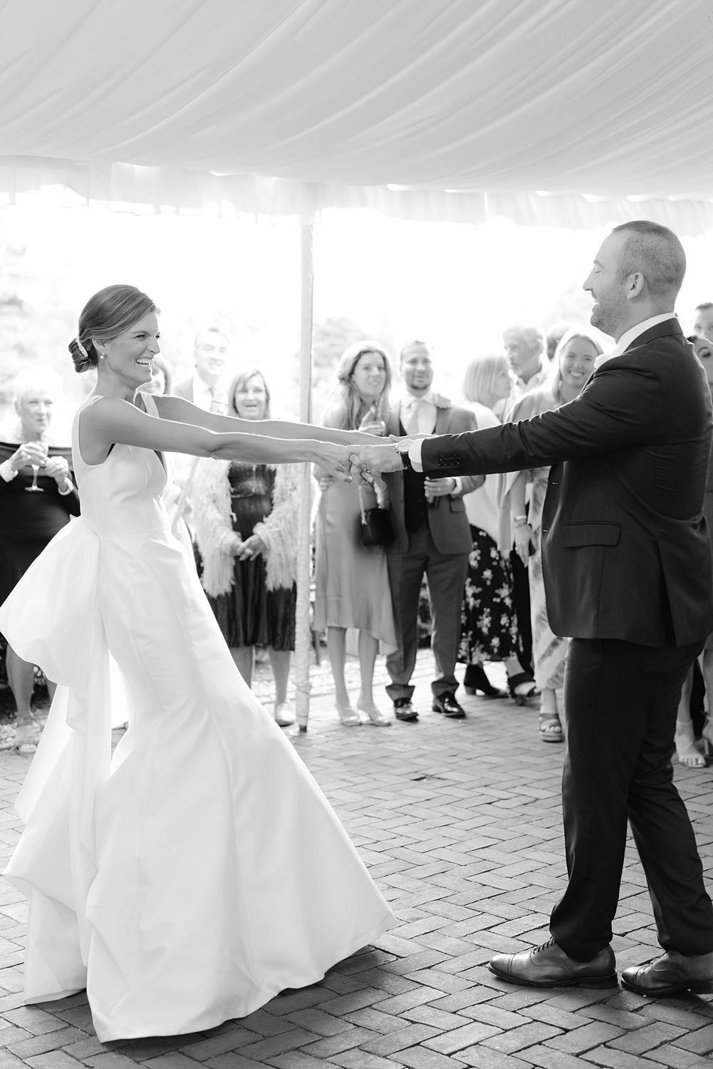 Bride and groom having their first dance at The William Paca House.