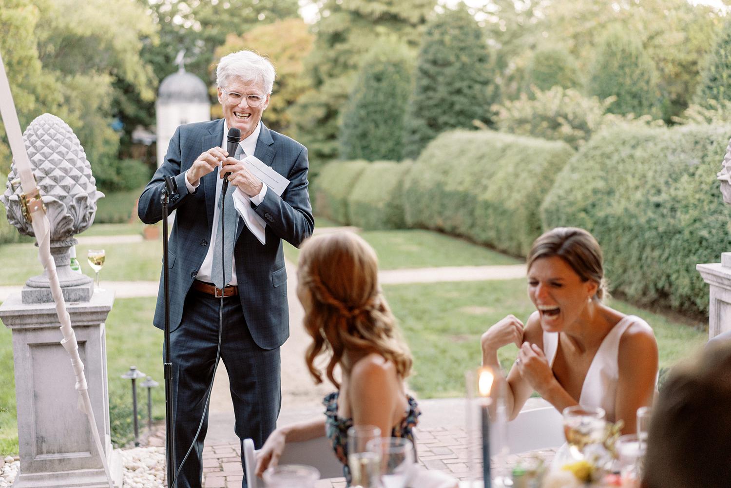 Father of the bride giving his toast during the William Paca House reception.